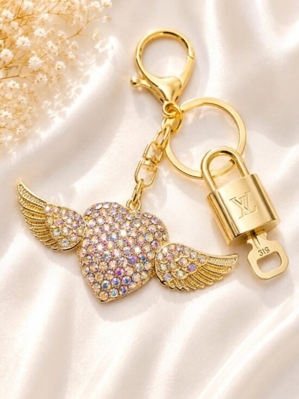Authentic Louis Vuitton Lock & Key Gold ✨ Unbranded Keychain Bag Charm LV